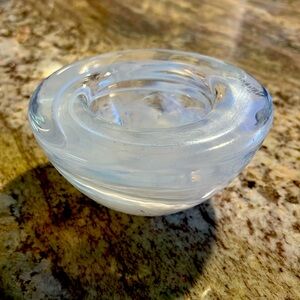Kosta Boda clear/white swirl Votive - Candle Holder Art Glass. (Display)